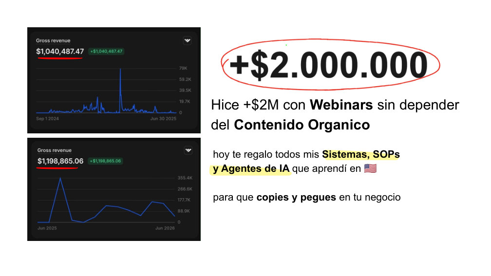 Slide del webinar: +$2.000.000 con webinars sin depender del contenido orgánico